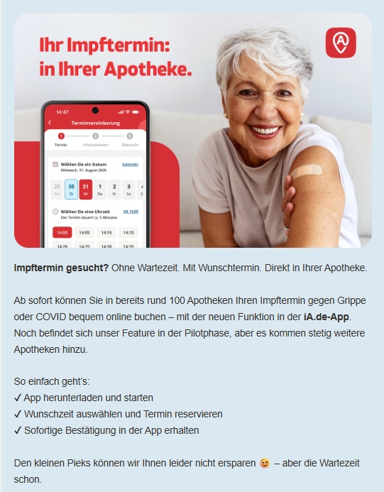 Impftermin vereinbaren f�r Influenza (Grippe) und Covid